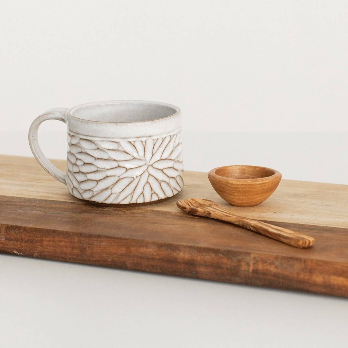 Carved Stoneware Mug