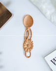Hand Carved One Flower-Shape Handle Wooden Spoon