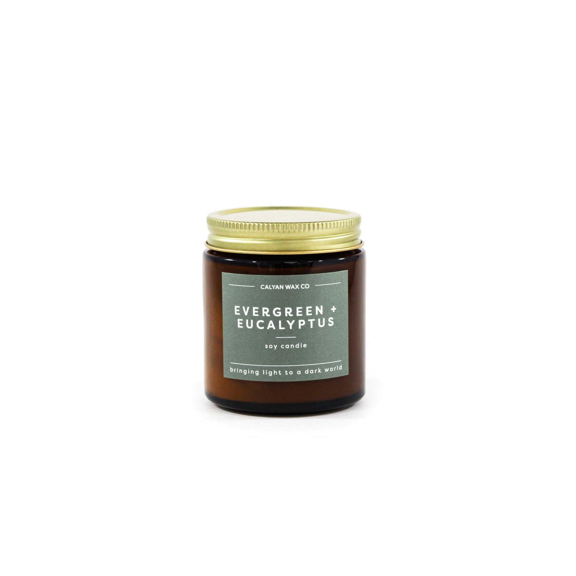 Calyan Wax Co. - Evergreen + Eucalyptus Mini Amber Jar Soy Candle