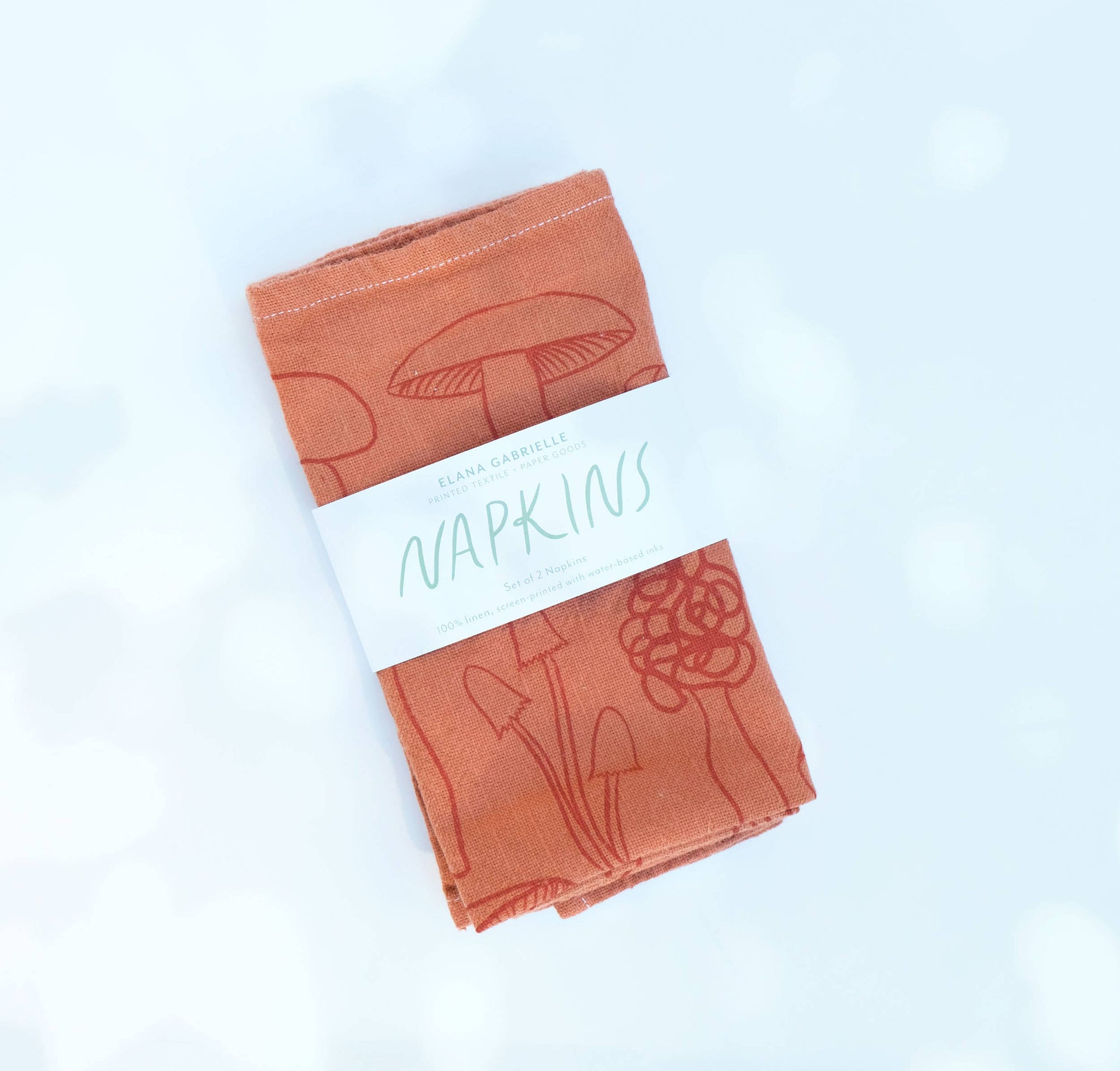 Mushrooms Linen Napkins - Set of 2