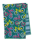 Mountain Bike Tea Towel - Teal, Pink, & Yellow