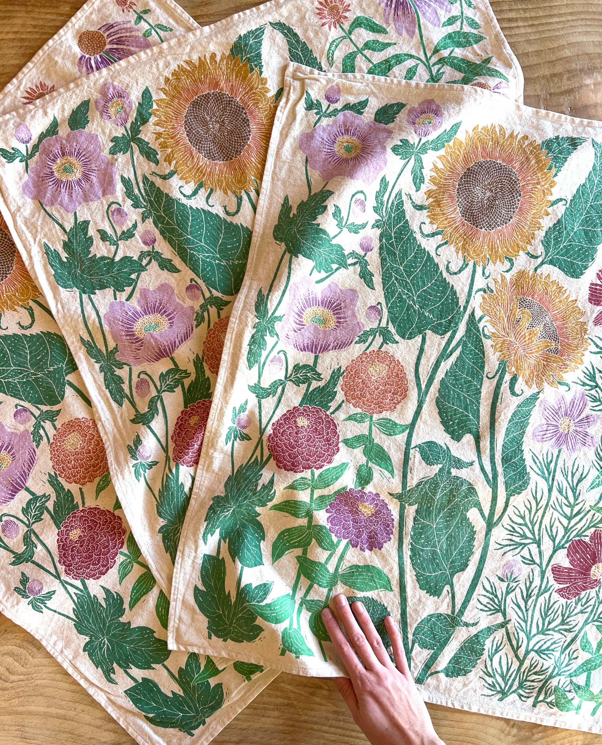 Organic Cotton Tea Towel - Summer Garden