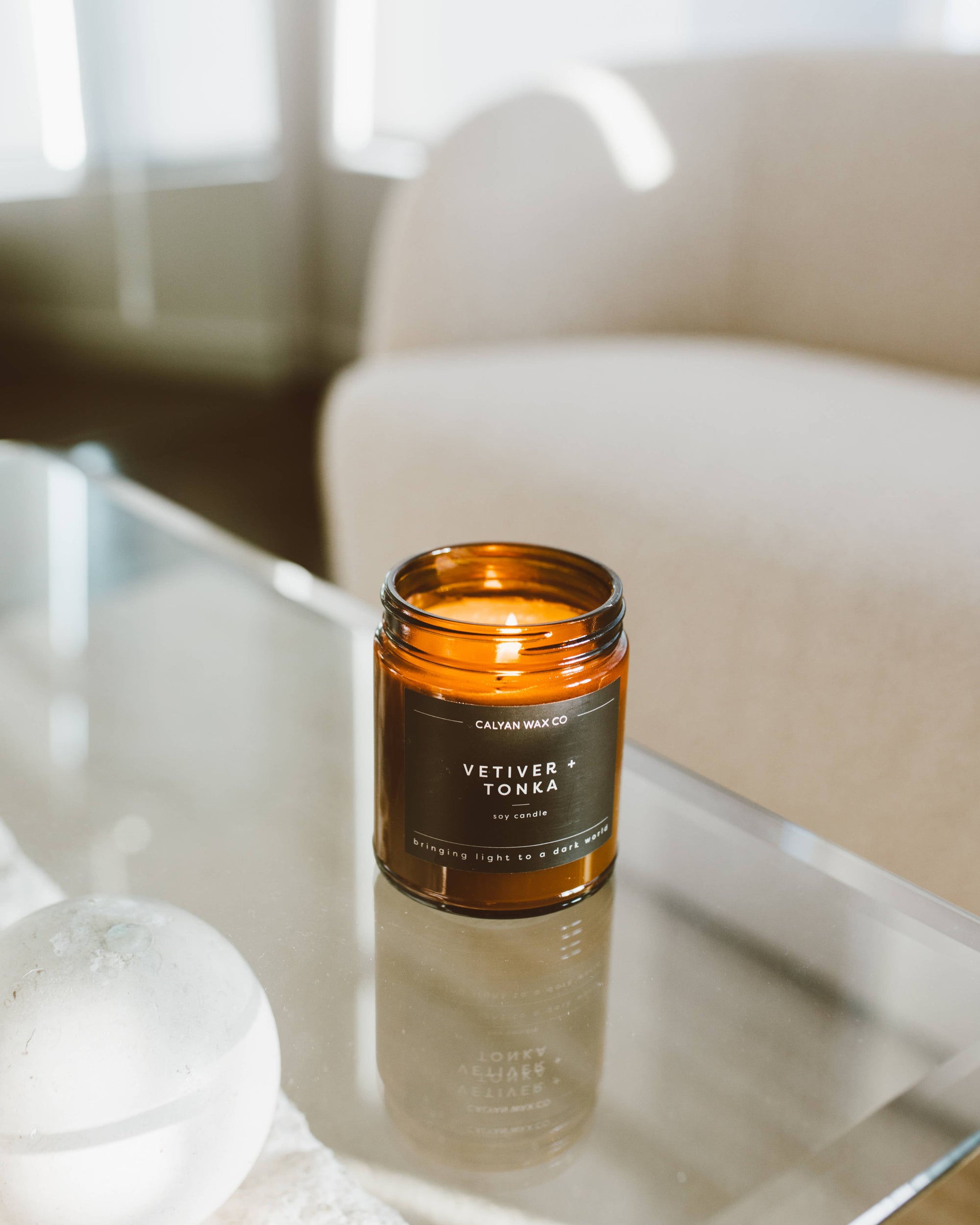 Vetiver + Tonka - Amber Jar Soy Candle
