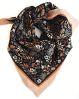100% Silk Bandana Scarf -Midnight Garden Floral Western Wear