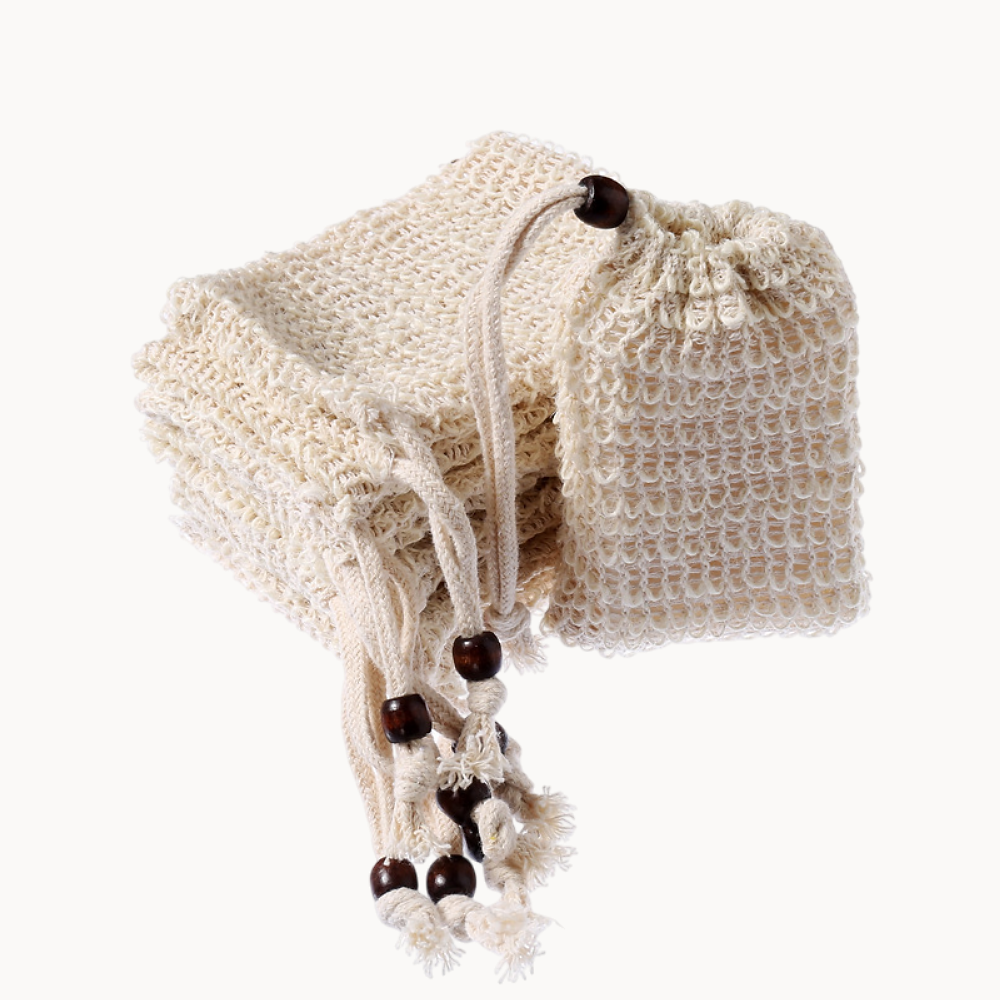Organica Sisal Soap Saver Natural Mesh Bag with Bamboo Bead