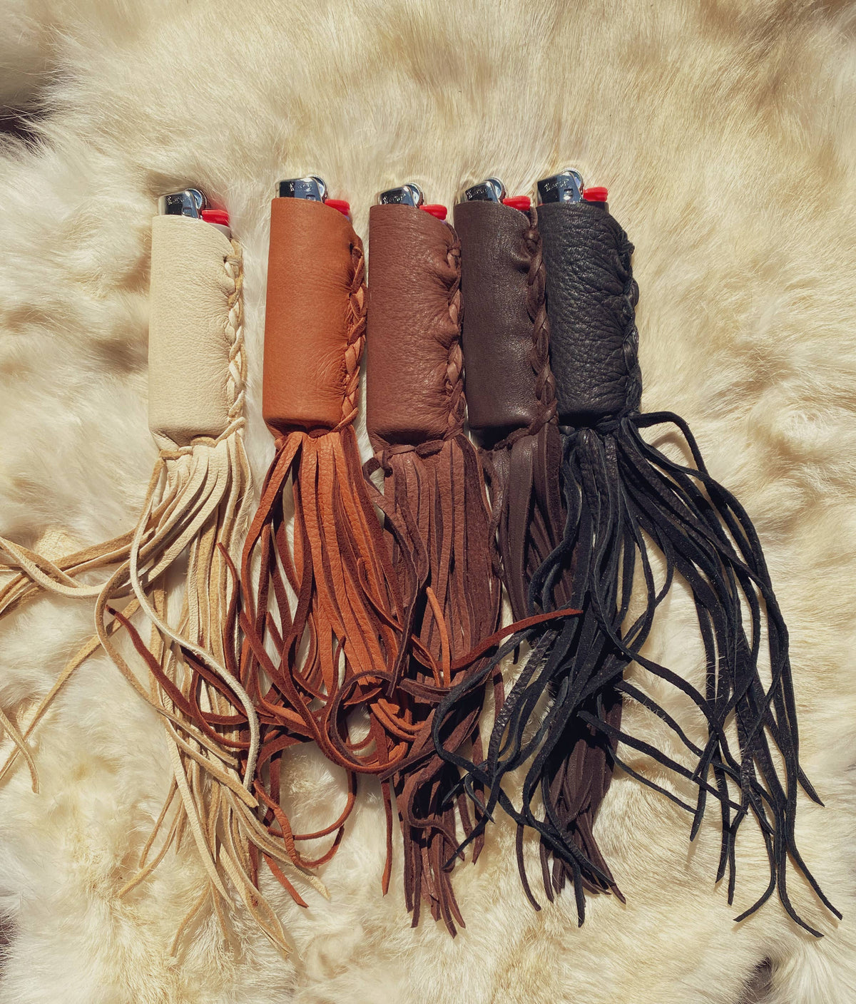 Luxe Buckskin Leather Fringe Lighter Case - 7 colors