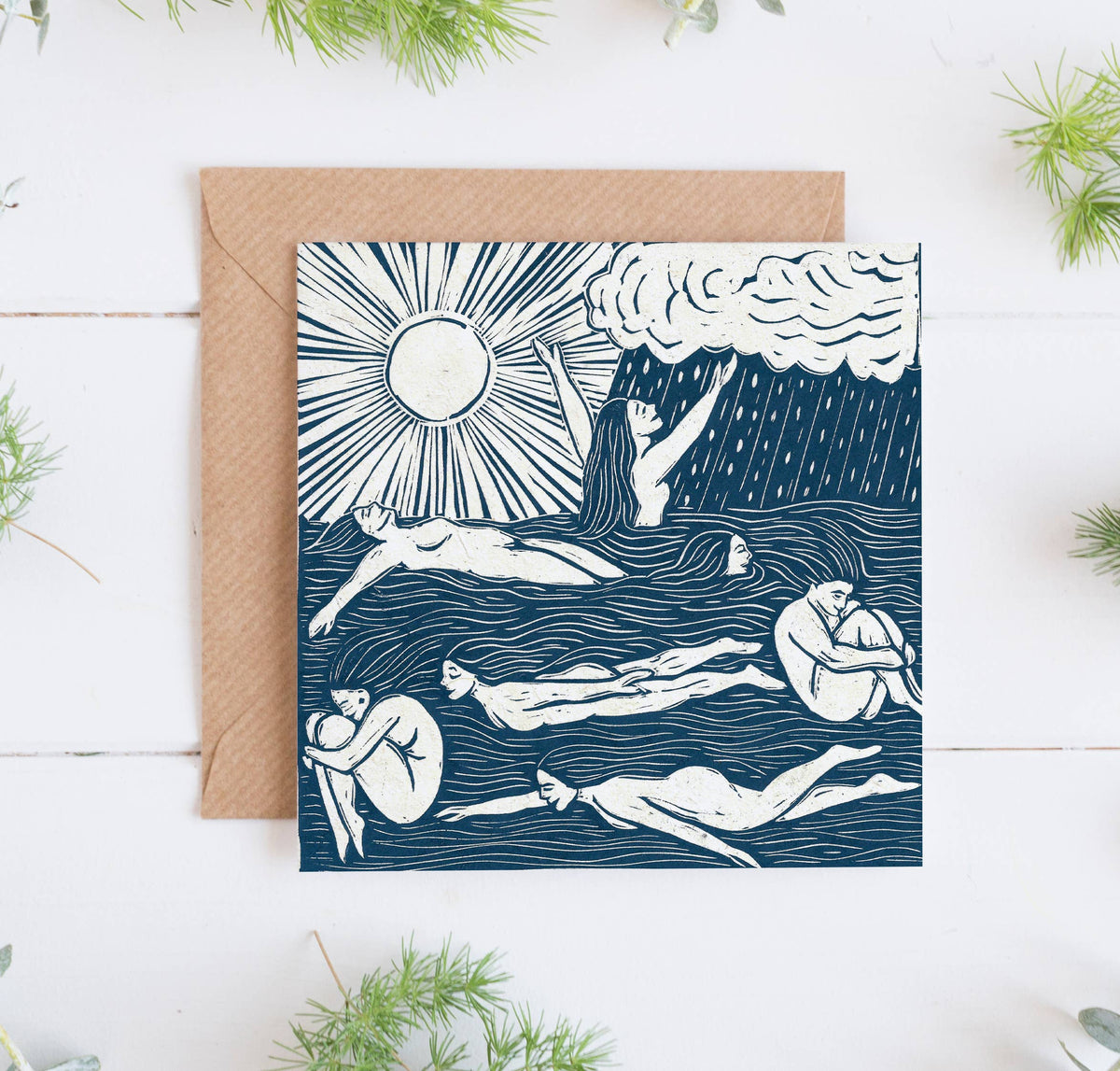 Come Rain or Shine card, swim, swim friends, cold water, Sean’s