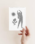 Prints by the Bay - Goddess Affirmation Block Print Postcards: Yoga Goddess / Tonal postcard / Sage Green