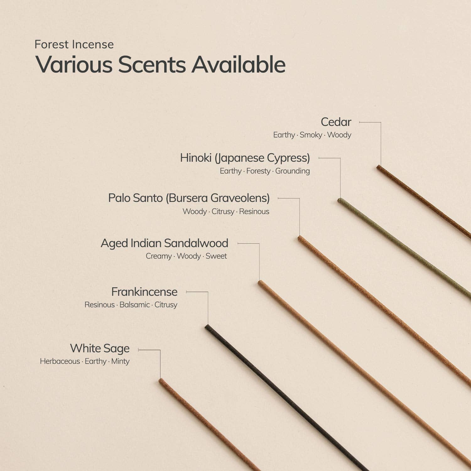 Hinoki Japanese Incense Stick Set – 30 Sticks