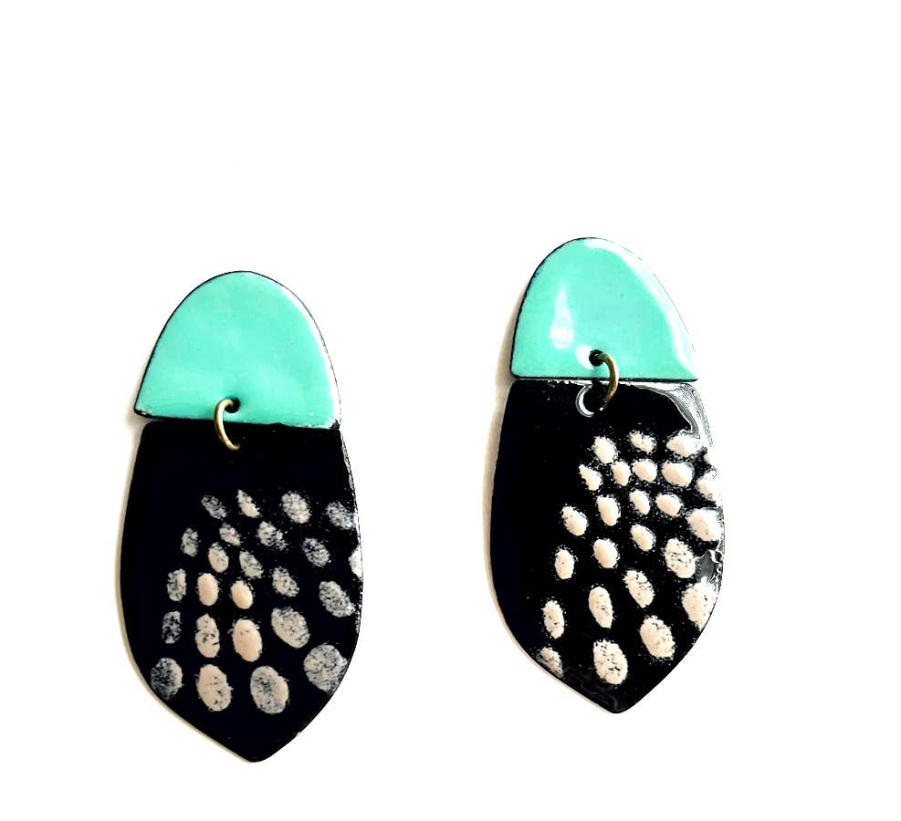 Aqua and Black Statement Earrings