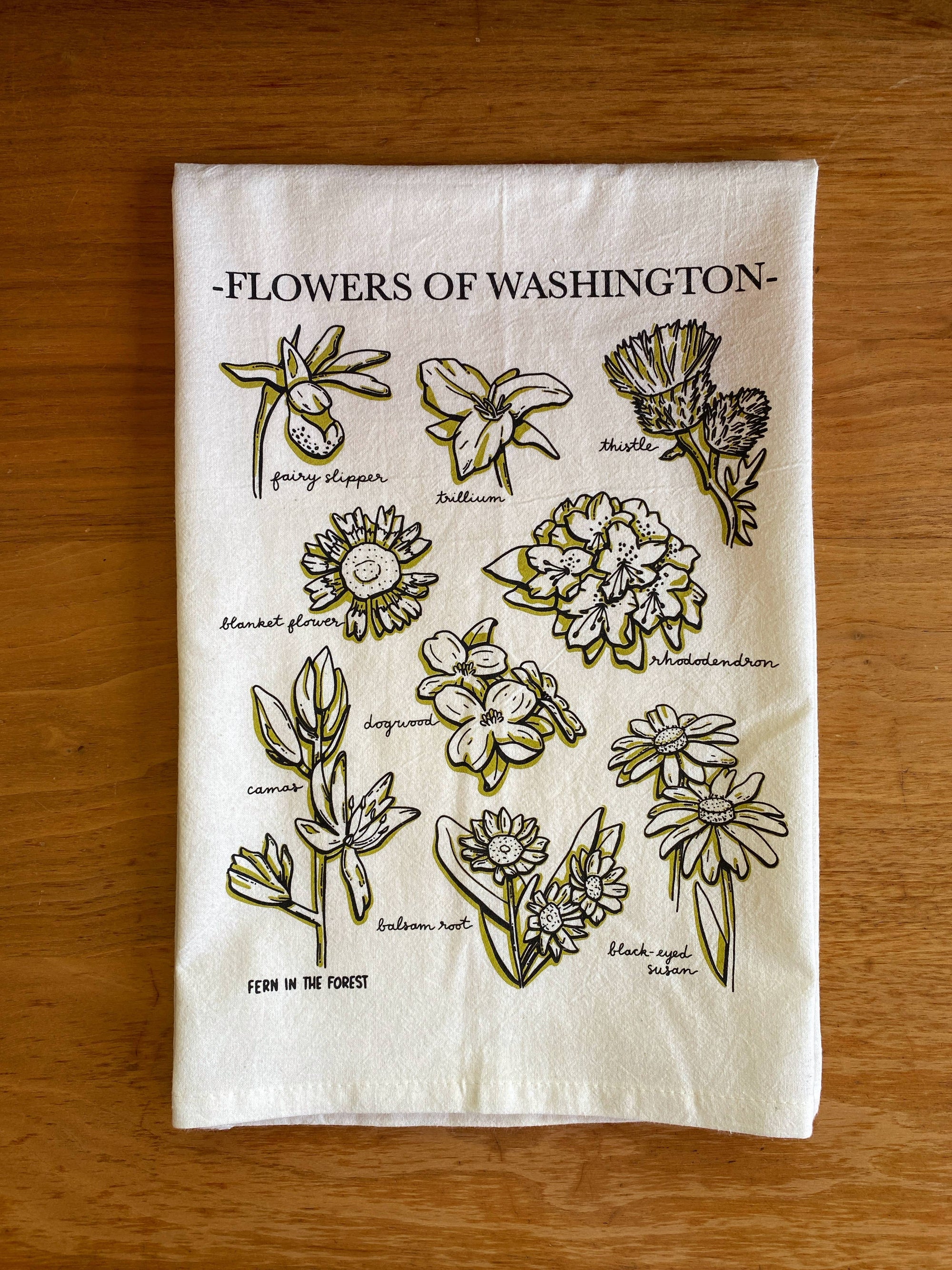 Washington Wildflower Tea Towel | Screenprinted