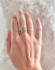 Brass Moonstone Trikona Ring