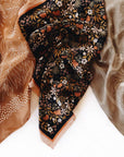 100% Silk Bandana Scarf -Midnight Garden Floral Western Wear