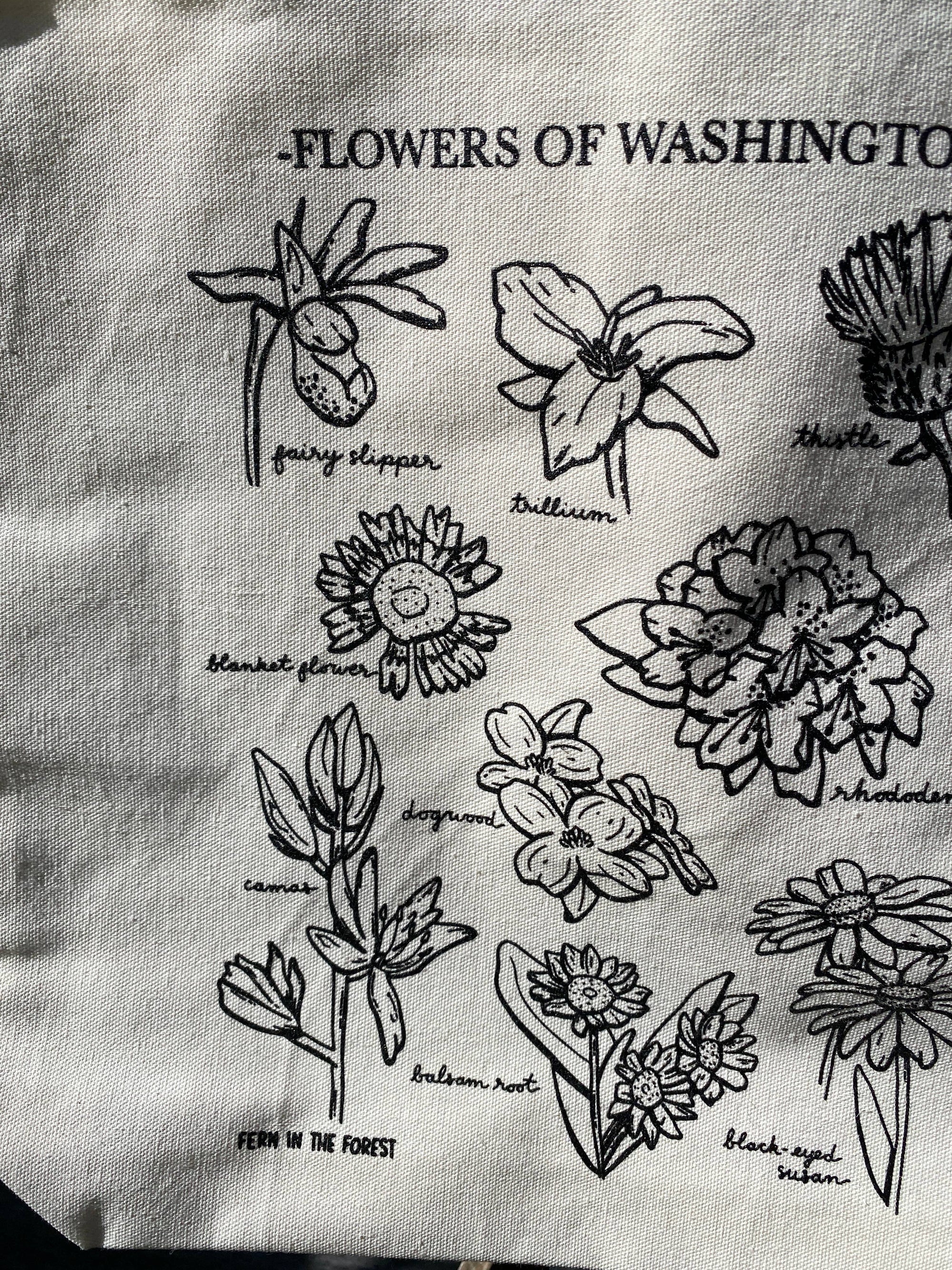 Illustrated Flowers of Washington Tote Bag