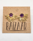 Baizaar - Stone Burst Stud - BS022: Amethyst