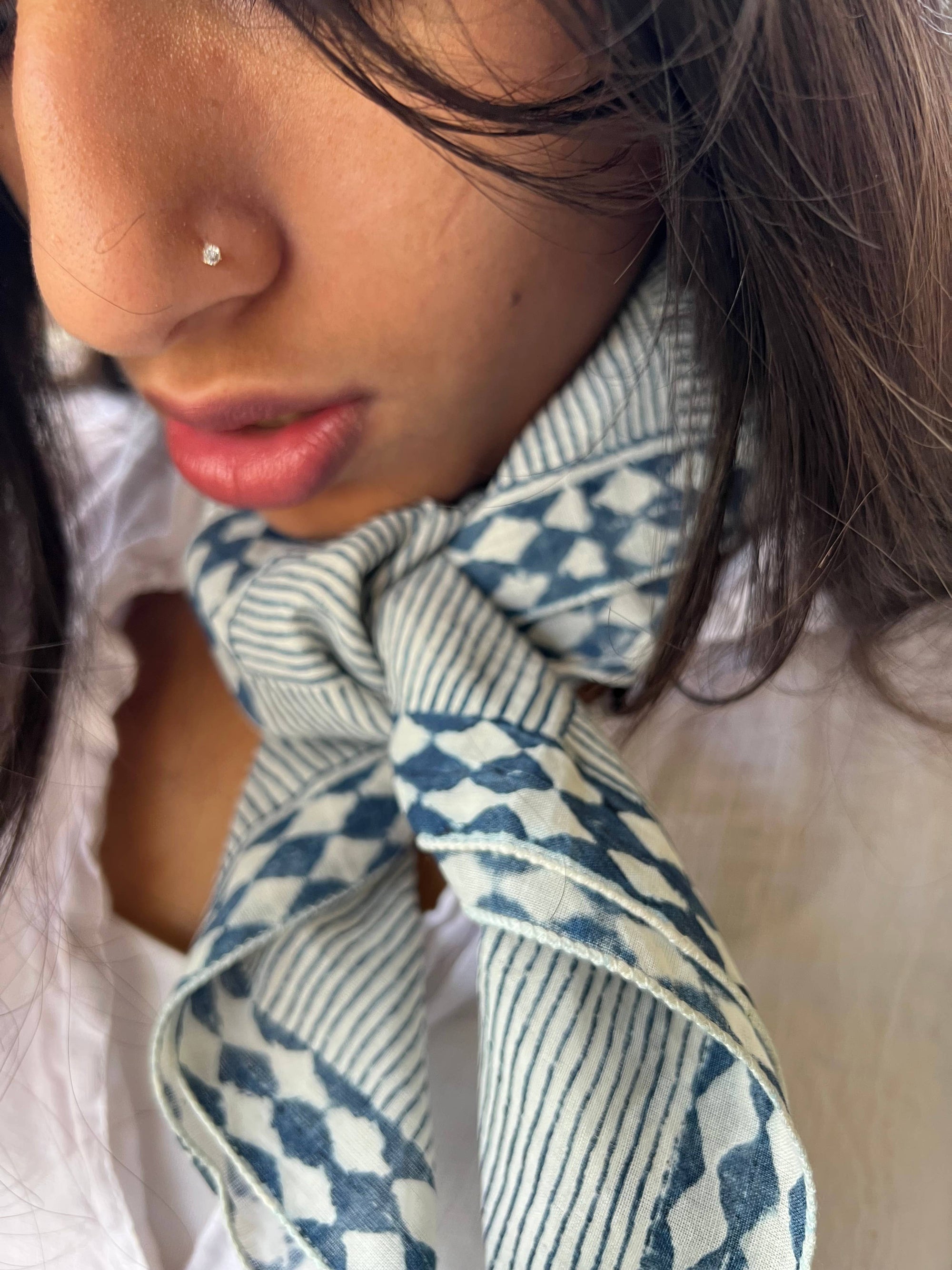 Bandana - Inky Doodle in Indigo Breeze