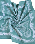 Oyster Bandana - 100% Cotton - Hand Printed - Green Teal