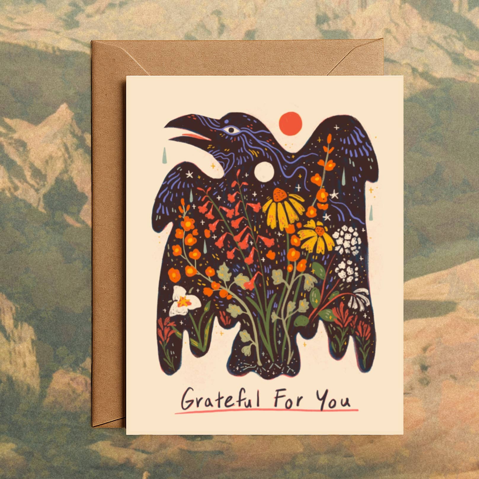 Wildflower Friends– Blank Greeting Card Nature Illustration 