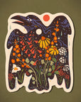 Wildflower Raven - Durable & Weatherproof Sticker
