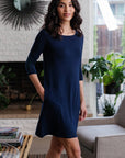 RITA BOATNECK A-LINE BAMBOO DRESS WITH POCKETS