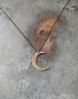 Small Crescent Moon Necklace - Brass