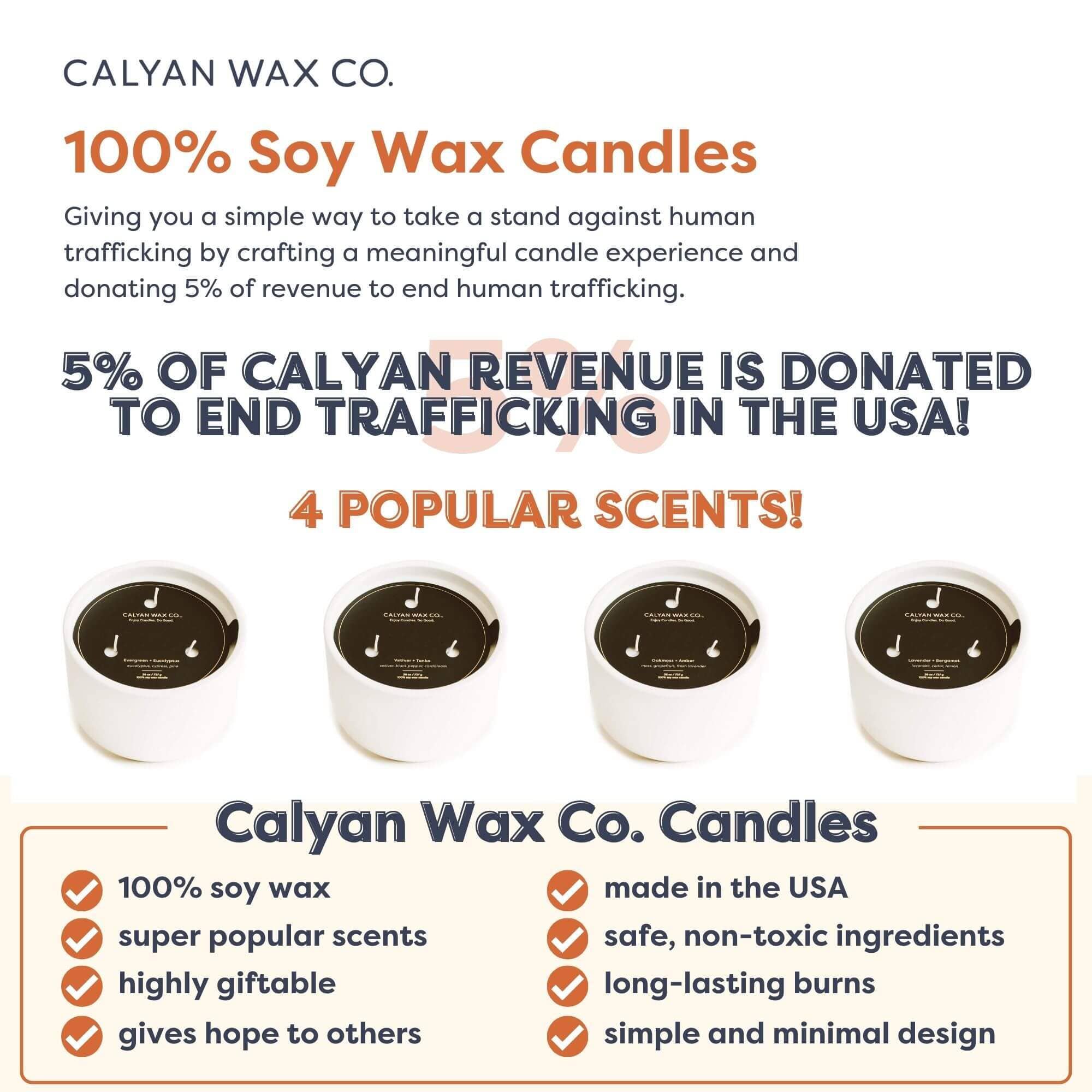 Calyan Wax Co. - Oakmoss + Amber - 3 Wick Ceramic Soy Candle