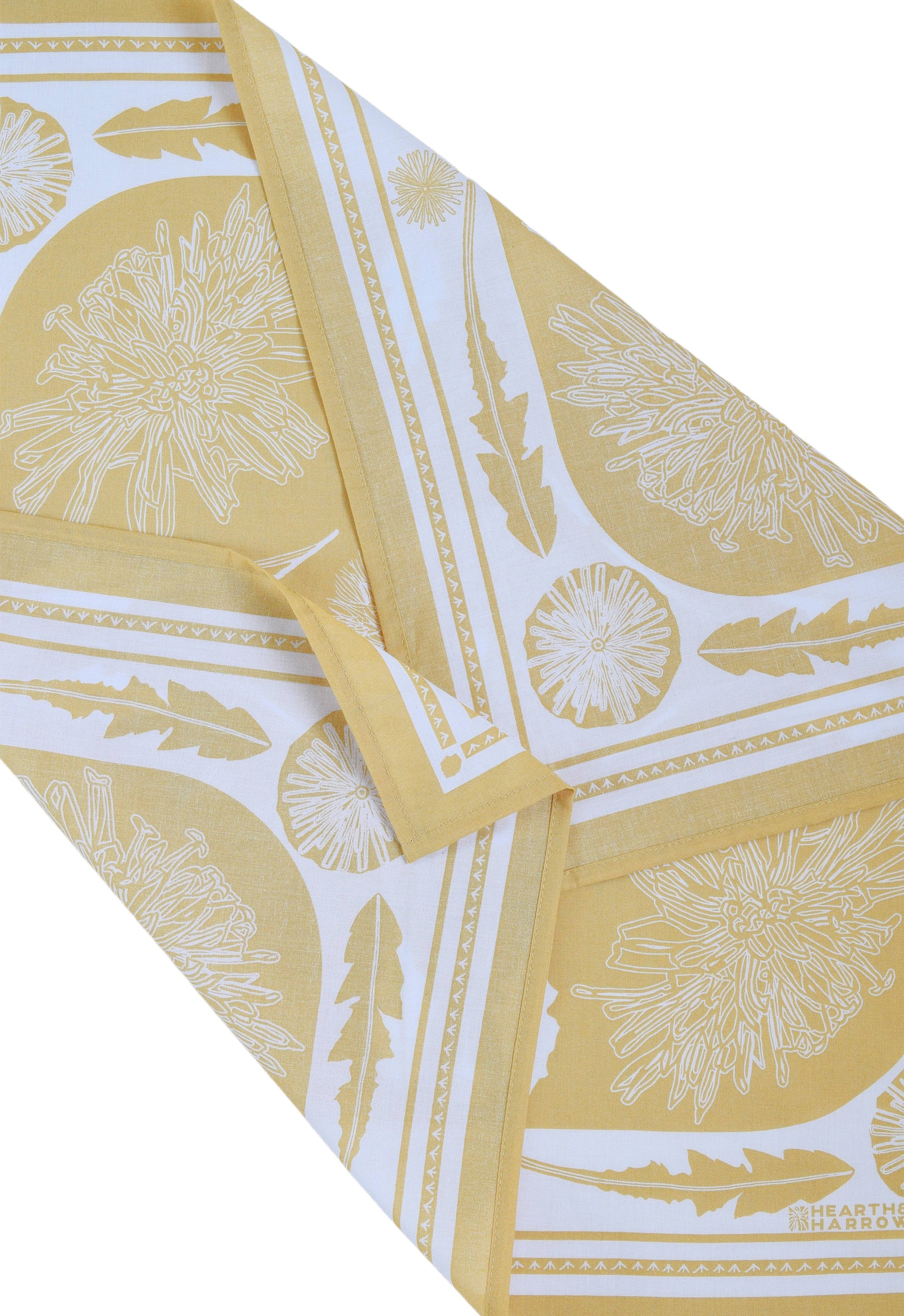 Dandelion Bandana - 100% Cotton - Hand Printed - Soft Yellow