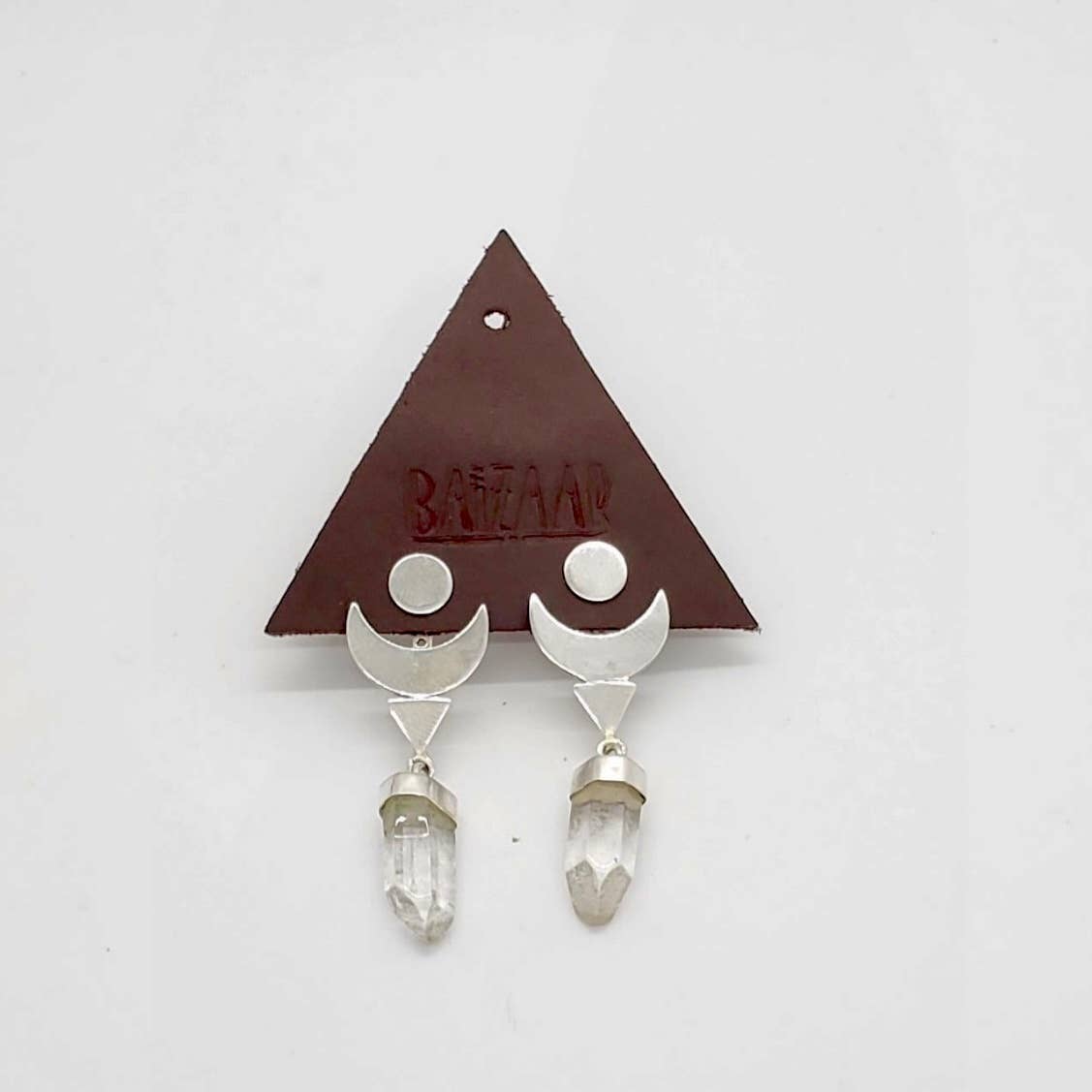 Crescent Design Ear Jacket with Natural Crystal