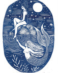 Trick of the Light riso print, mermaid, swimmer, seaside