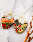 Retro Farmland Brass Ring Statement Earrings