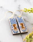 Lucky Tiger Japanese Rectangle Earrings