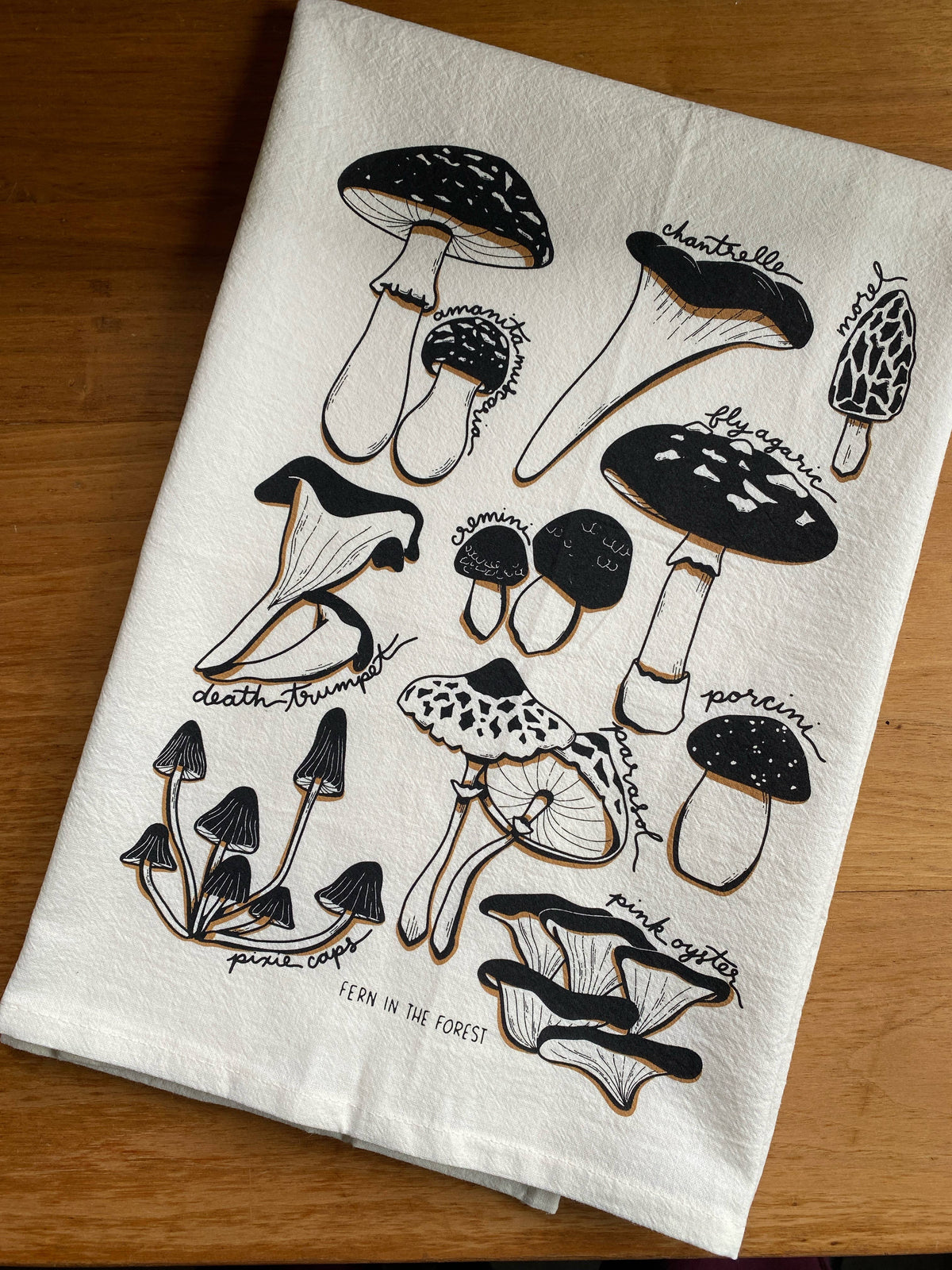 Mushroom Forager Tea Towel | Screenprinted