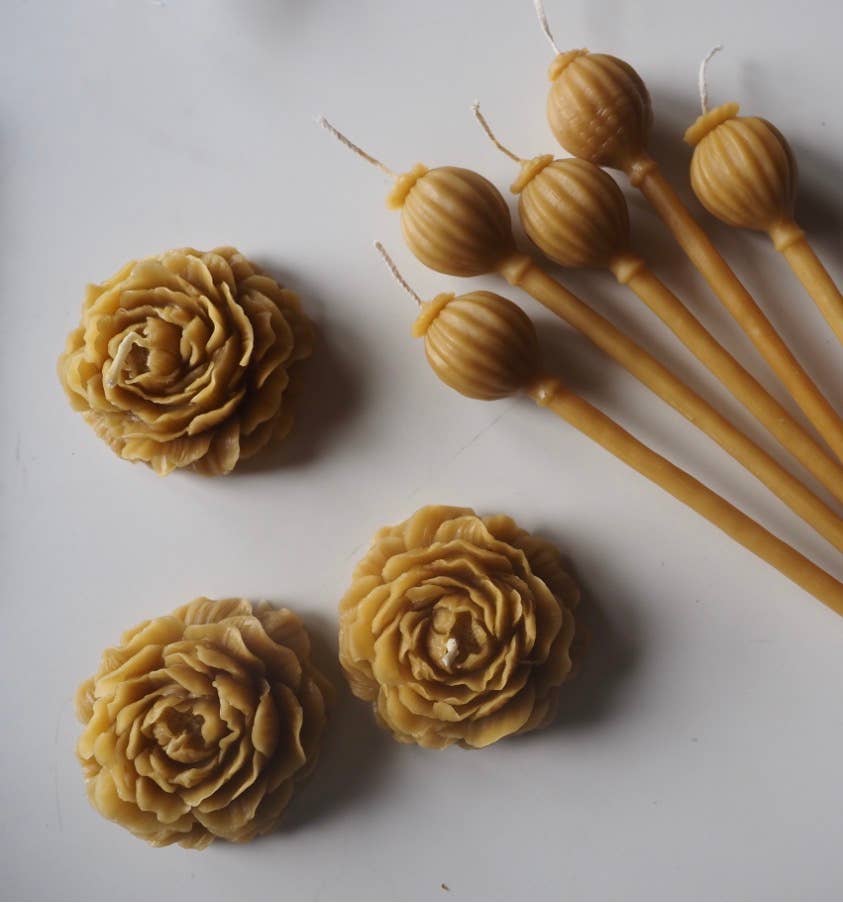 Beeswax flower candle Peony