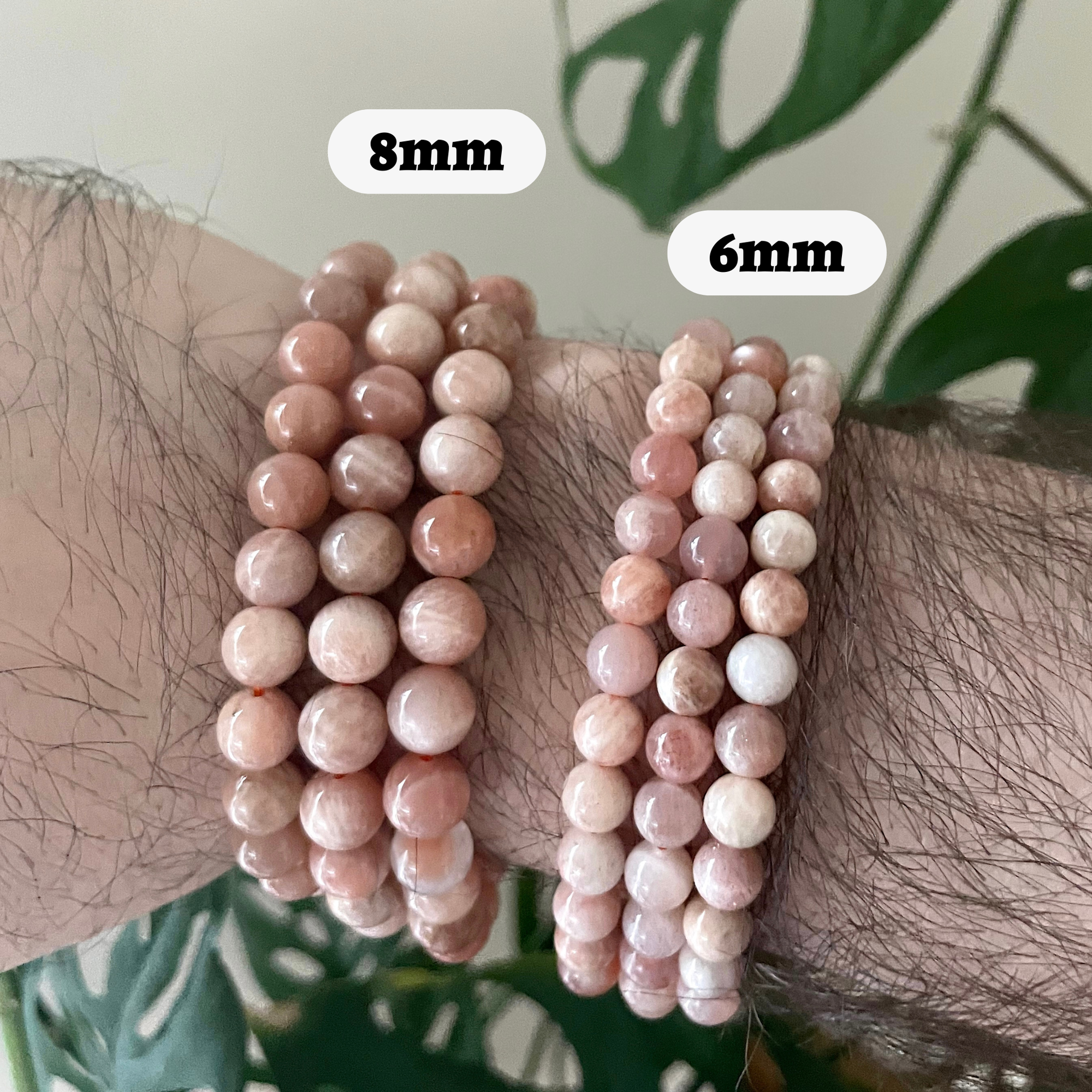 Peach Moonstone Bracelet 6mm - Crystals &amp; Stones