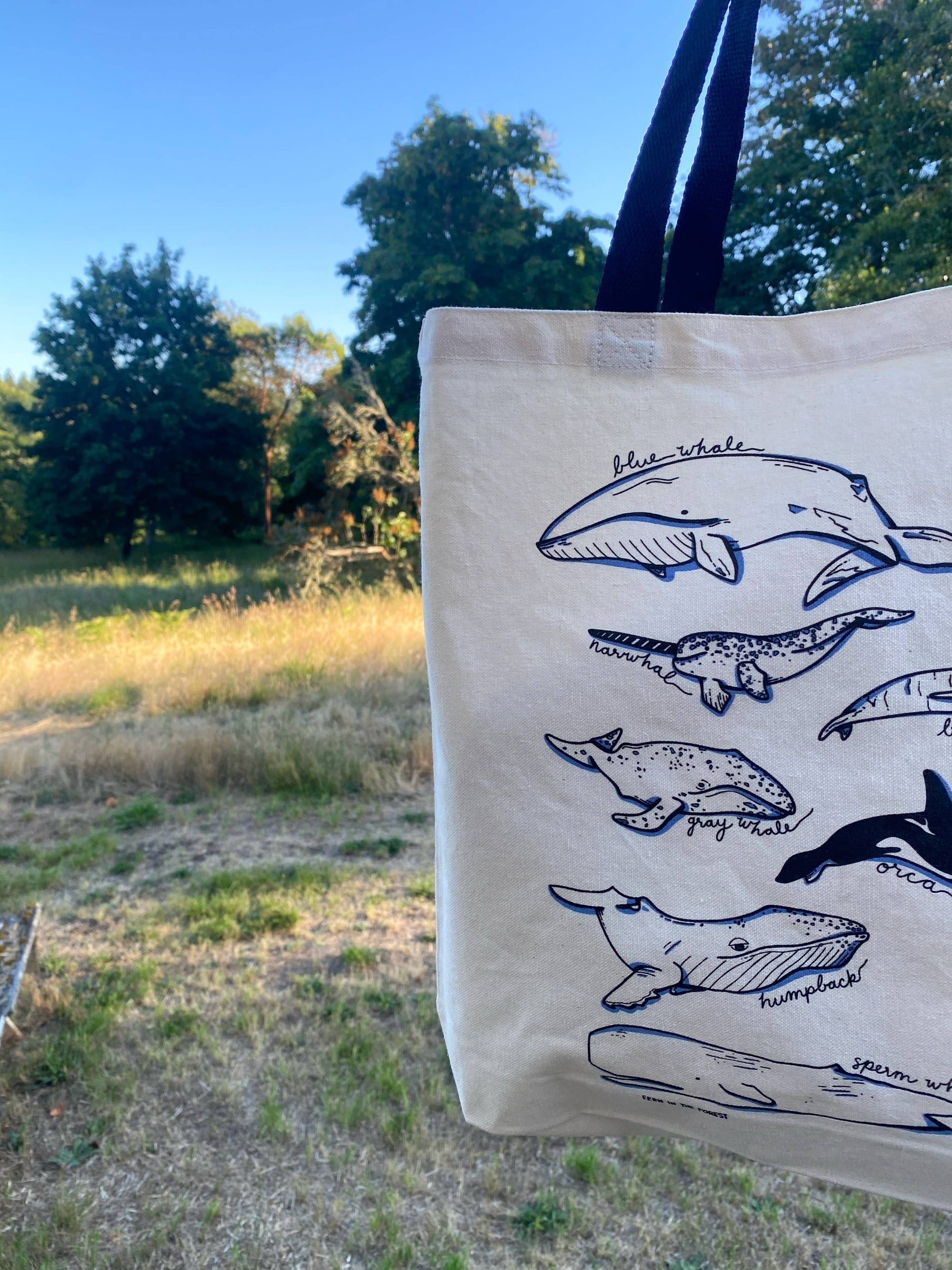 Illustrated Whale Tote Bag
