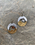 Mixed Metal Movement Mountain and Moon Earrings