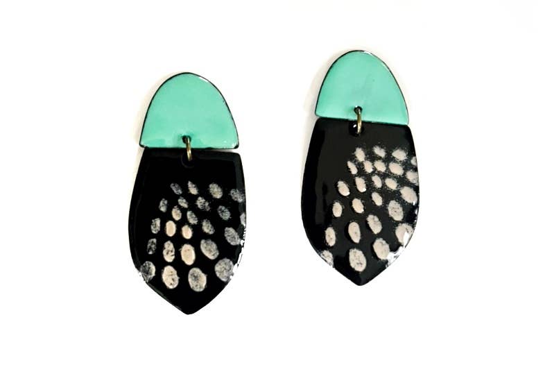Aqua and Black Statement Earrings