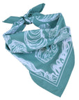Oyster Bandana - 100% Cotton - Hand Printed - Green Teal