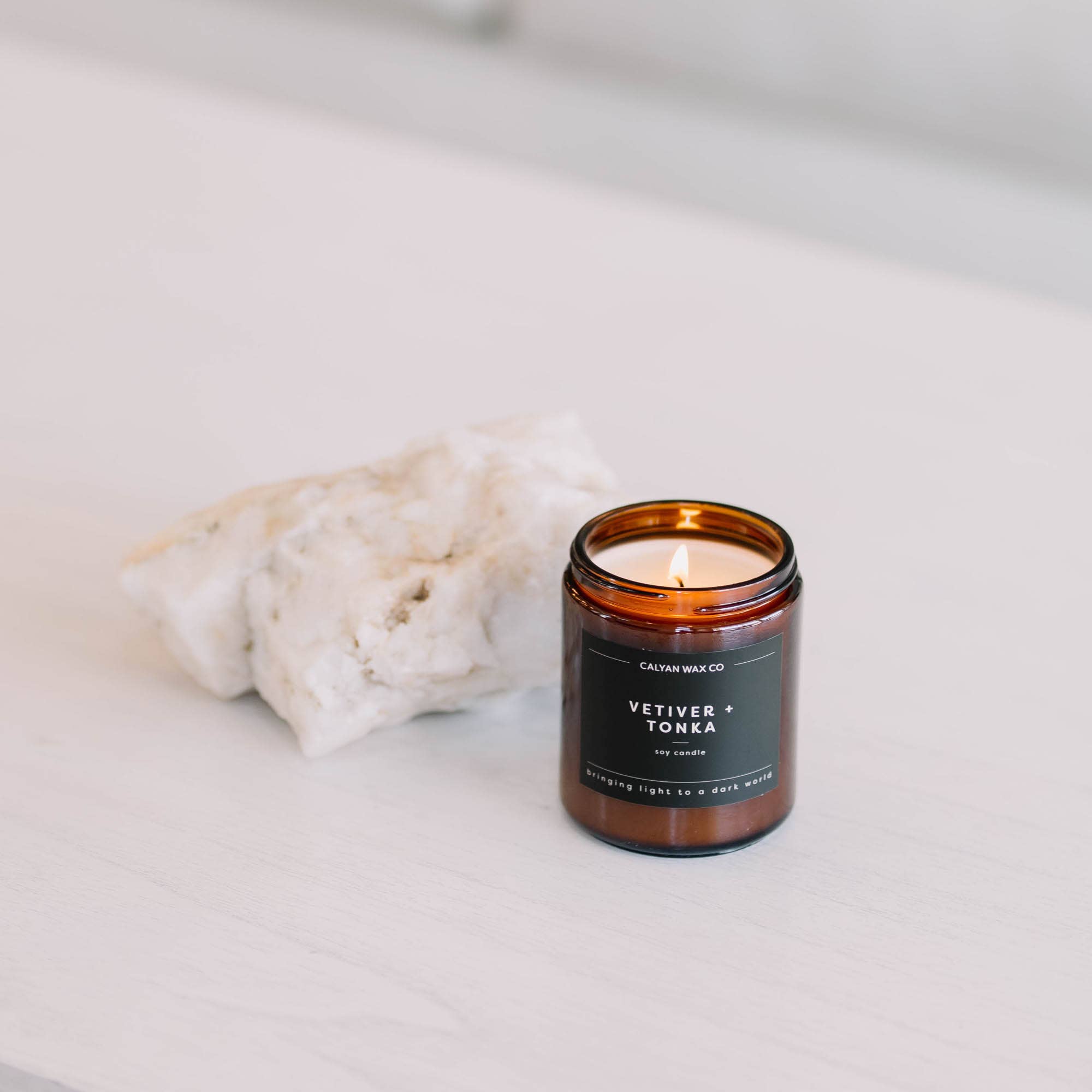 Vetiver + Tonka - Amber Jar Soy Candle