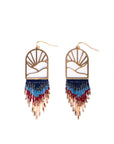 Mayana Designs Co - Beaded Handwoven Sedona Sunset Fringe Earrings (Magenta)