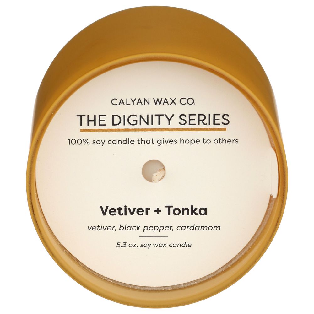 Calyan Wax Co. Vetiver + Tonka Dignity Series candle