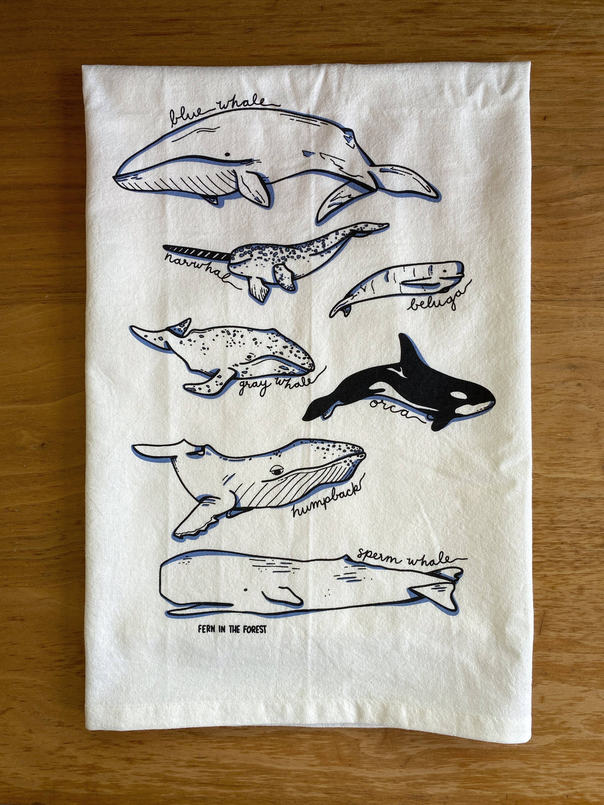 Whale Tea Towel | Screenprinted