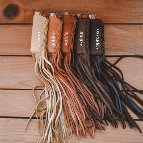 Luxe Buckskin Leather Fringe Lighter Case - 7 colors