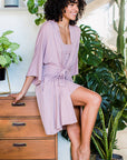 NINA ELBOW SLEEVE BELTED BAMBOO ROBE