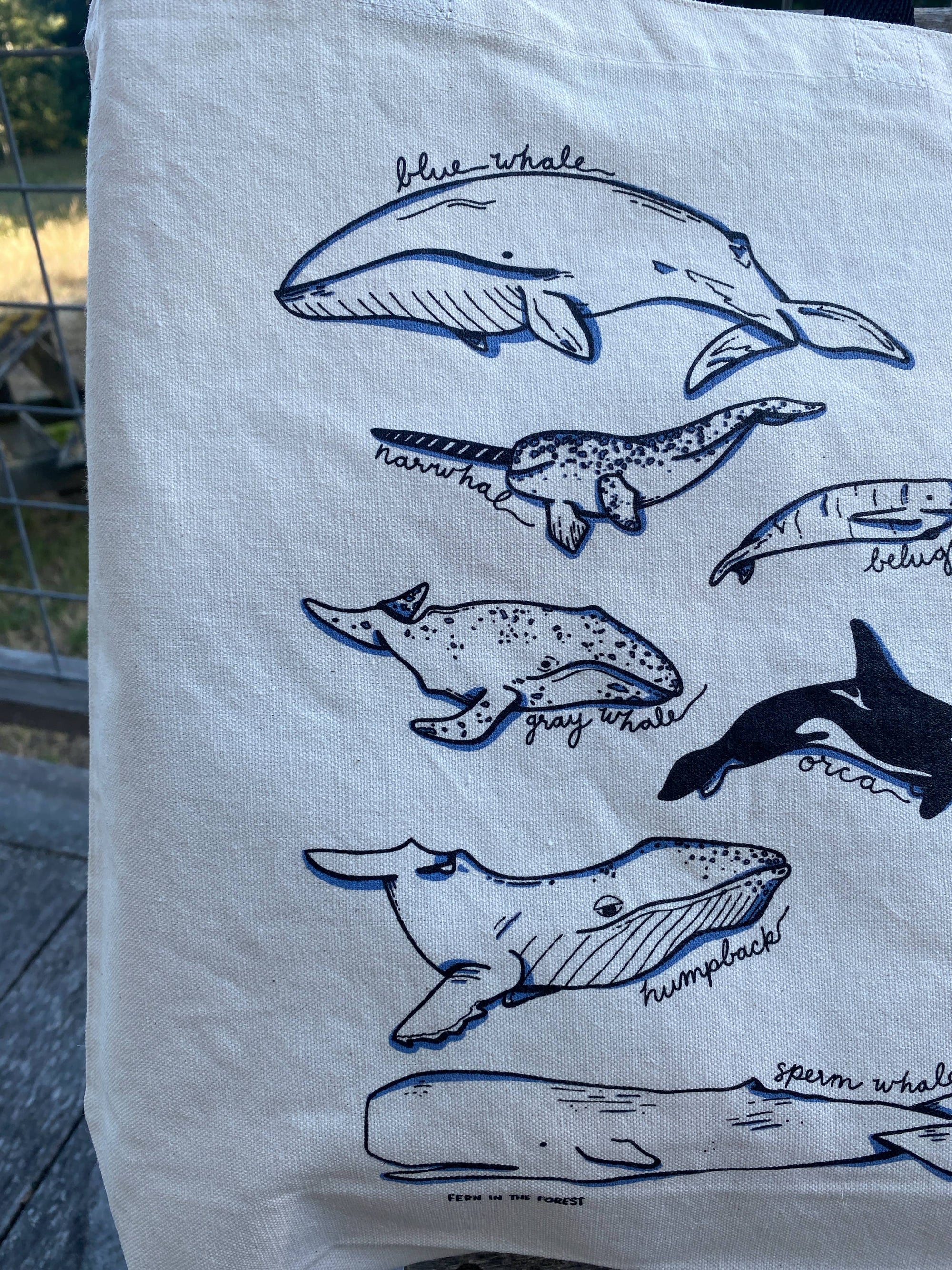Illustrated Whale Tote Bag