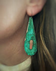 Patina and Enamel Teardrop Earrings 