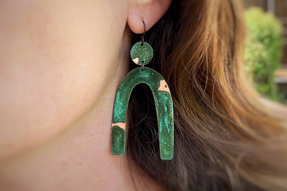 Arc Statment Patina Earrings
