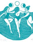 Women of the Water riso print, moon cycle, wild swim, friend