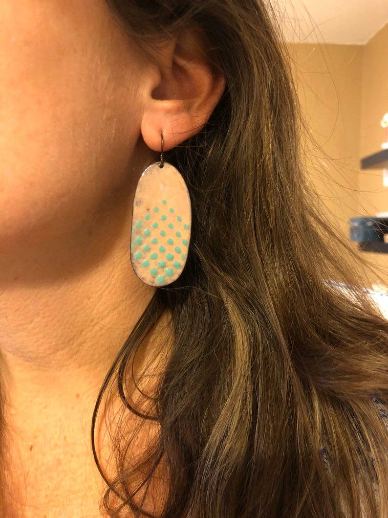 Enamel Oval Earrings