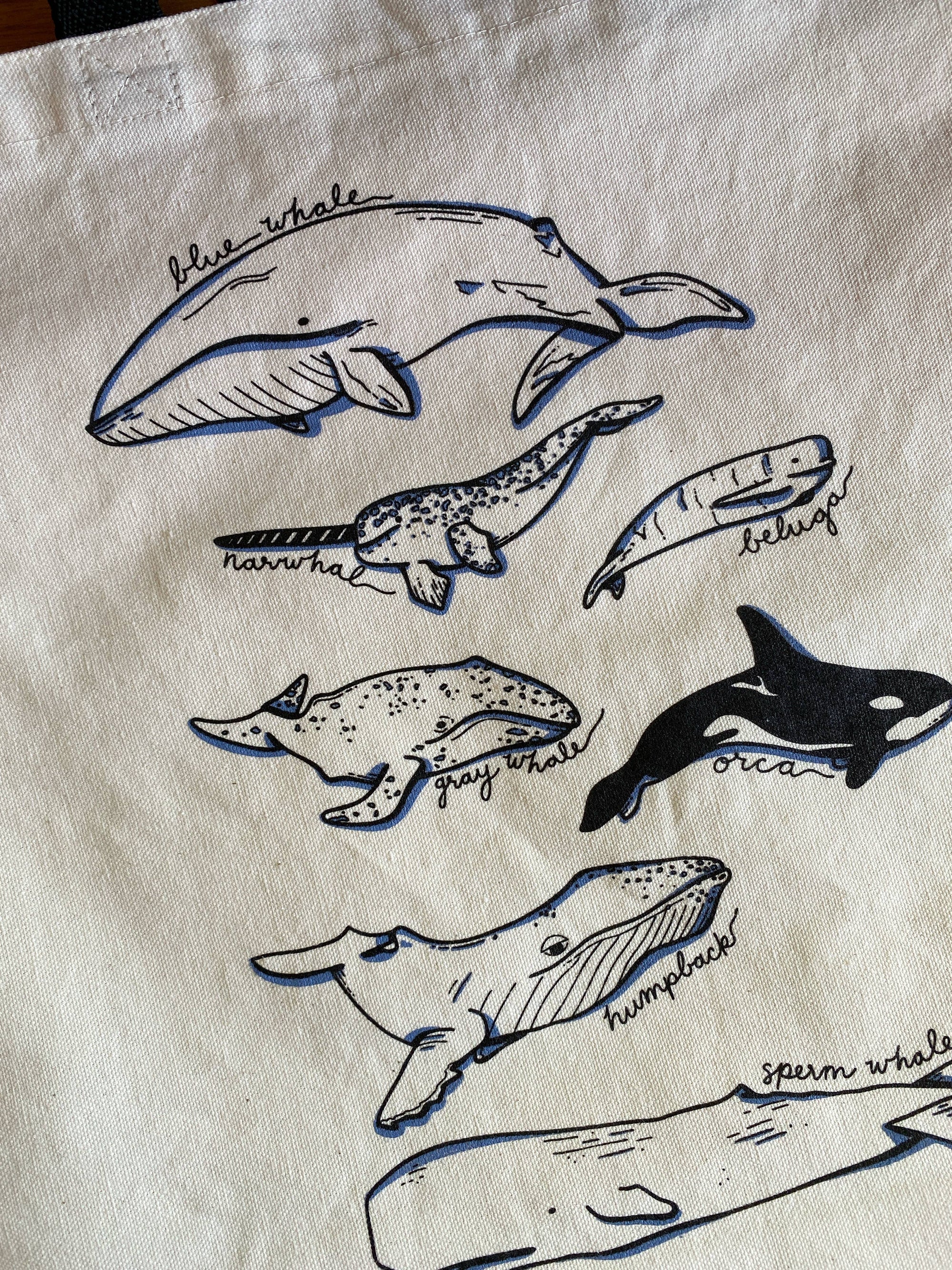 Illustrated Whale Tote Bag
